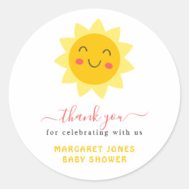 Cute Sunshine Baby Shower Gracias Pegatina