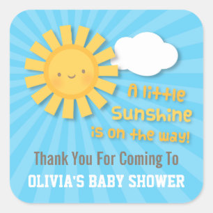 Cute Sunshine Baby Shower Gracias Pegatinas