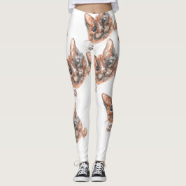 Cute Super Sweet Cat Face Drawing Leggings