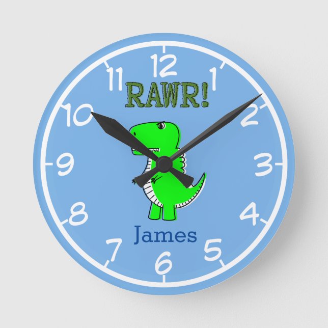 Cute T-Rex Funny Dino Nursery Reloj redondo (Anverso)