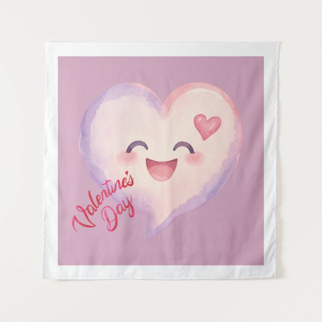 Cute Tapiz Decorativo de Corazón de San Valentín p (Anverso)