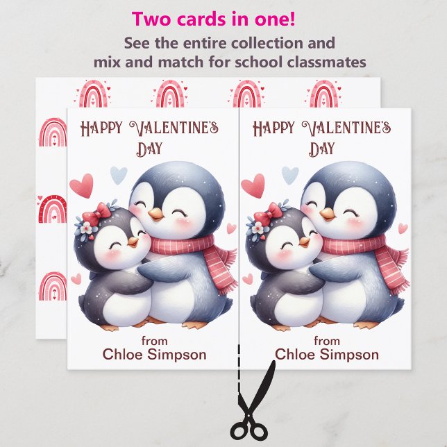 Cute tarjeta de clase para niños pingüinos de San  (Subido por el creador)