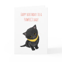 Cute tarjeta de cumpleaños de papá, gatito negro,