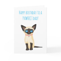 Cute tarjeta de cumpleaños de papá gatito siamés d