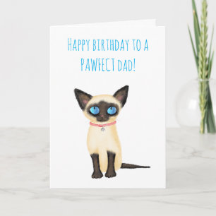 Cute tarjeta de cumpleaños de papá gatito siamés d