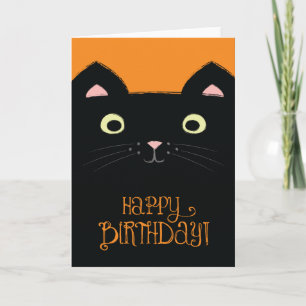 Cute tarjeta de cumpleaños para gato negro