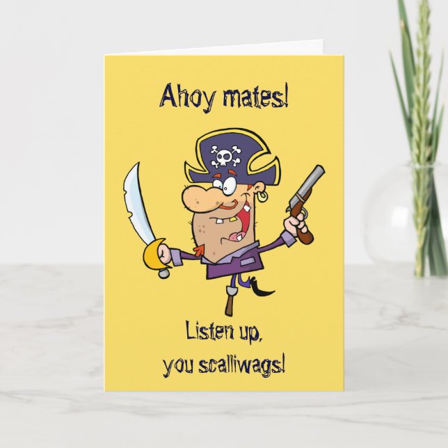 Cute tarjeta de cumpleaños personalizada de Pirate (Anverso)