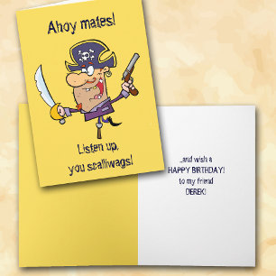 Cute tarjeta de cumpleaños personalizada de Pirate