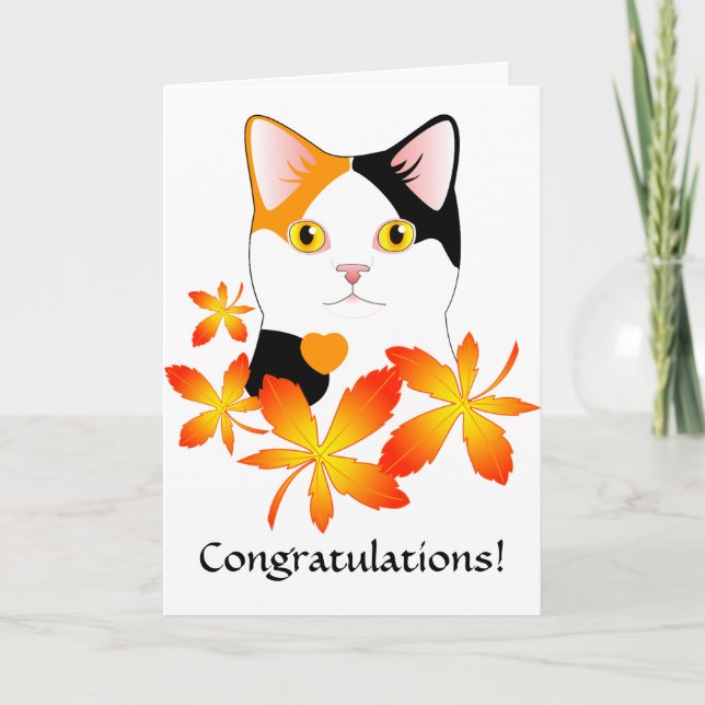 Cute tarjeta de felicitaciones para el gato Bobtai (Anverso)