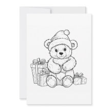 Cute Tarjeta de Navidad para Niños de Osito Teddy 