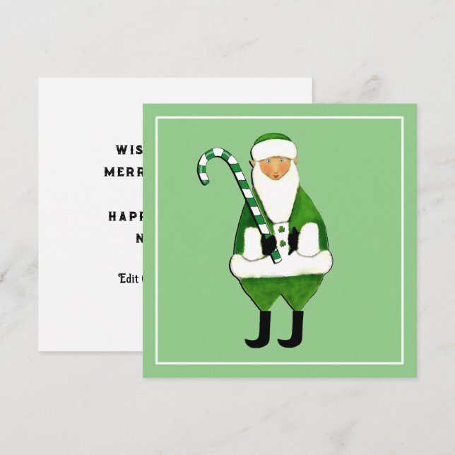 Cute tarjeta de Navidades irlandeses de Santa Clau (Anverso / Reverso)