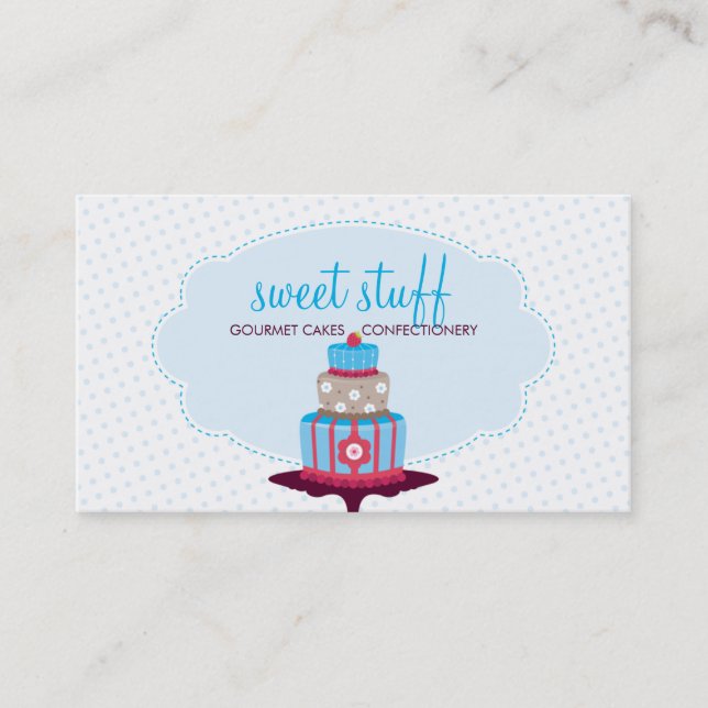 CUTE TARJETA DE NEGOCIO pastelería dulce aqua azul (Anverso)