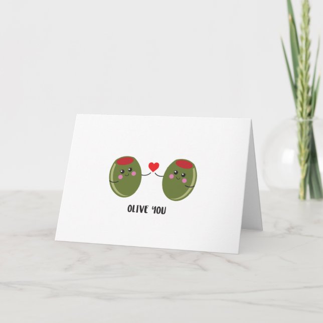 Cute tarjeta de saludo 'Olive you' (Anverso)
