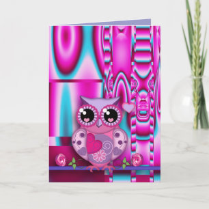 Cute tarjeta de San Valentín con Lechuza de Amor y