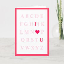 Cute tarjeta de San Valentín de Alphabet Kid