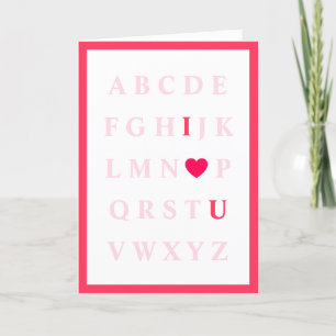 Cute tarjeta de San Valentín de Alphabet Kid