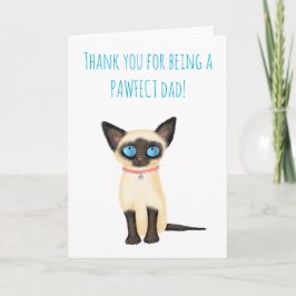 Cute tarjeta del día del padre del gatito siamés d