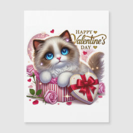 Cute tarjeta magnética Ragdoll Cat de San Valentín