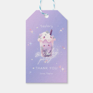 Cute Taro Boba Chica de té Cumpleaños etiqueta de