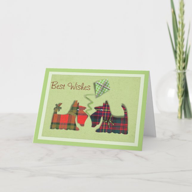Cute Tartan Scottie Dogs Tarjetas de cumpleaños/no (Anverso)