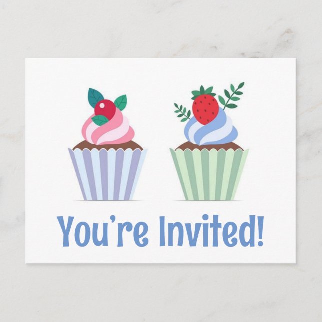 Cute te te invitan postales de feliz cumpleaños (Anverso)