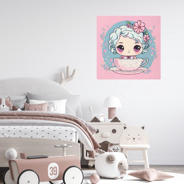 Cute Tea Cup Doll arte mural Metalizado (Subido por el creador)