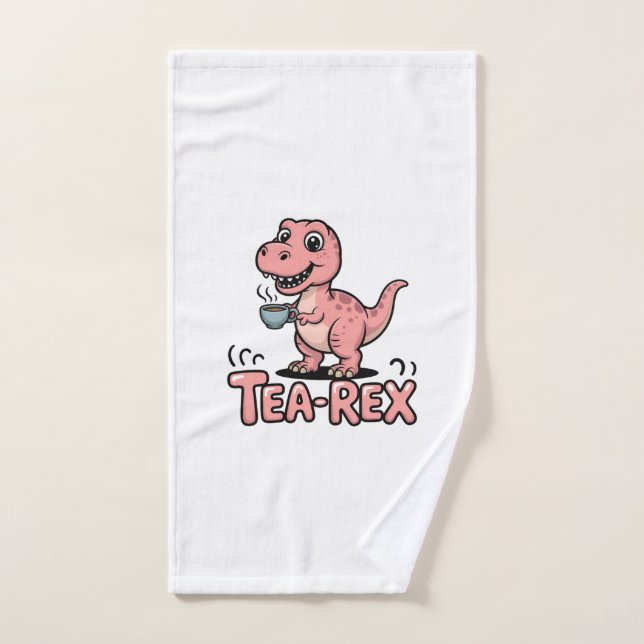 Cute Tea-Rex Pink Dinosaur – Sip Happens! (Toalla de mano)