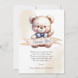Cute Teddy Bear Baby Shower Gracias Tarjeta