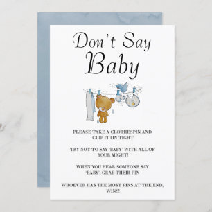 Cute Teddy Bear Clothes Line No digas tarjetas par