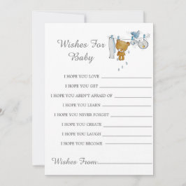 Cute Teddy Bear Clothes Line Wiers For Baby Card