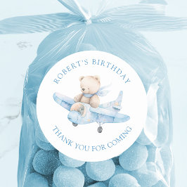 Cute Teddy Bear Cumpleaños Gracias Pegatina