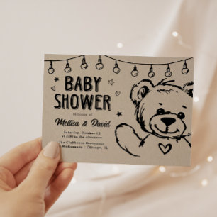 Cute Teddy Bear   Invitación de Baby Shower