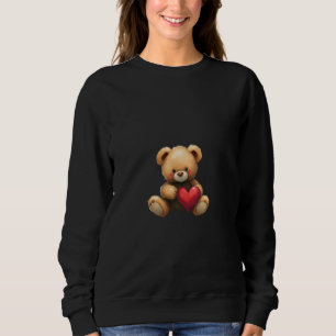 Cute Teddy Bear Love Sudadera Negra para Mujeres