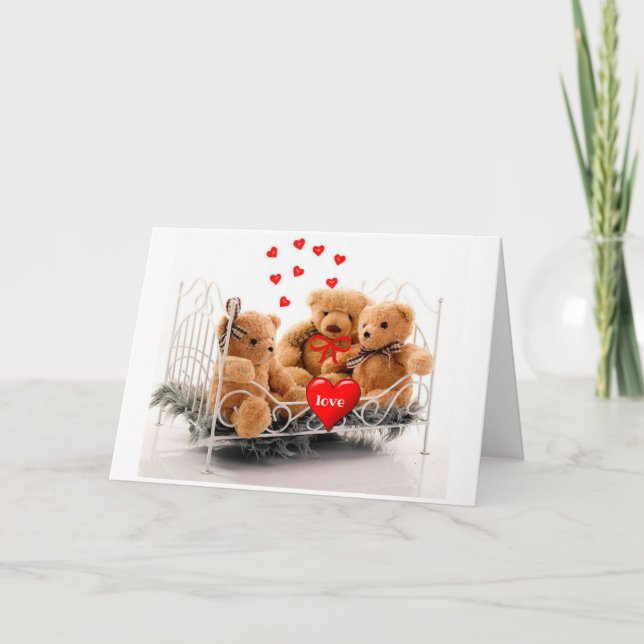 Cute Teddy Bear "Love You" Tarjeta El día de San V (Anverso)