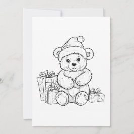Cute Teddy Bear Santa Niños Coloración Navidad 