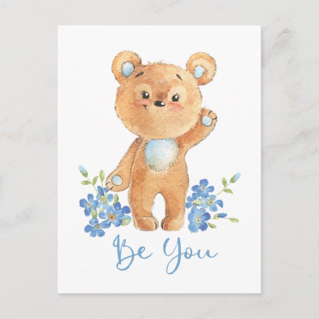Cute Teddy Bear tarjeta de motivación Be you (Anverso)