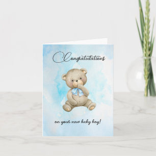 Cute Teddy recién nacido niño tarjetas de felicita
