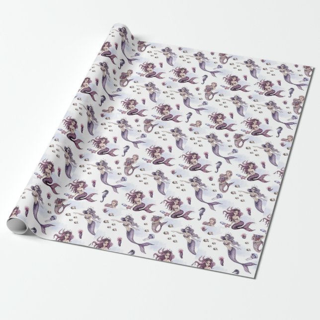 Cute tema de la sirena Papel de ajuste (Desenrollado)