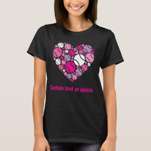 💜 🤍  Cute tenis heart, camiseta negra