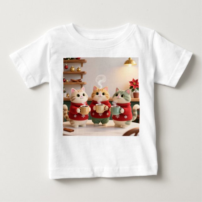 Cute Three Cats Baby Jersey T-Shirt (Anverso)