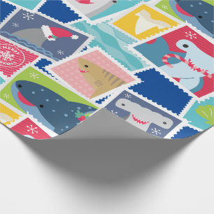 Cute tiburón Navidades envolver papel