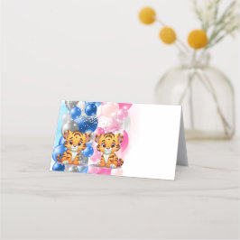 Cute Tiger Gender Reveal Folleto Place Card