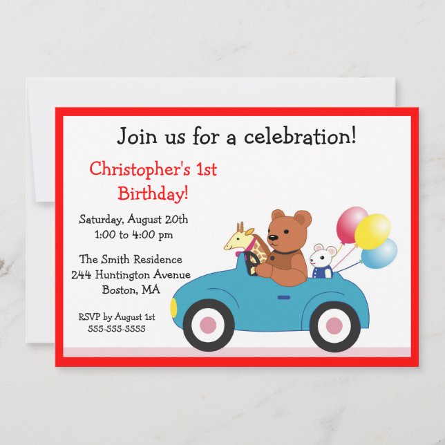 Cute Toys Kid invitaciones de cumpleaños (Anverso)