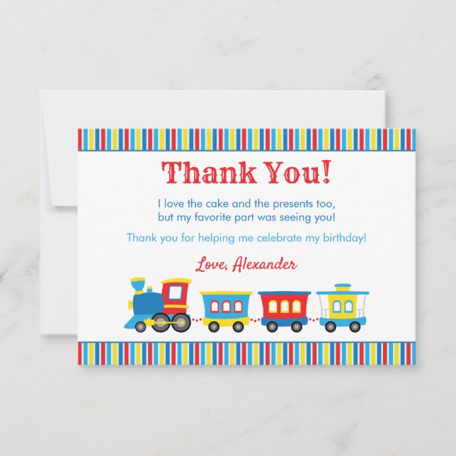 Cute Train Birday Tarjeta de agradecimiento (Anverso)