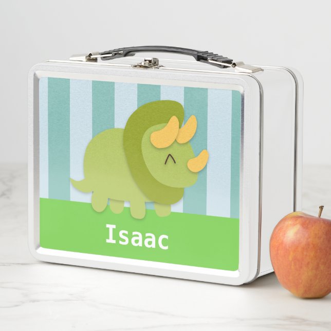 Cute Triceratops Verde Personalizado para Niños (In situ)