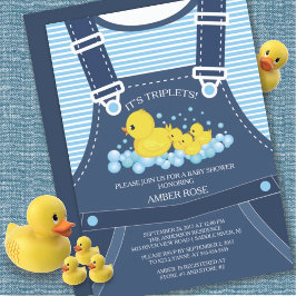 Cute TRIPLETS Ducks Invitación Baby Shower