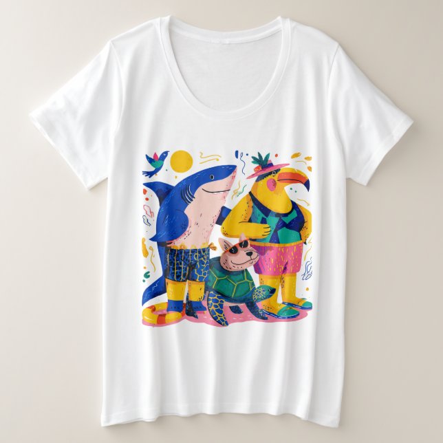 Cute Tropical Animals T-Shirt Gift (Anverso del diseño)