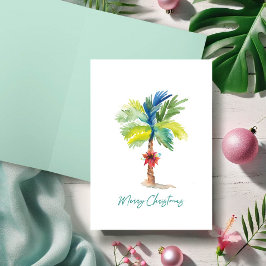 Cute Tropical Palm Trees Tarjeta Navidades acuarel