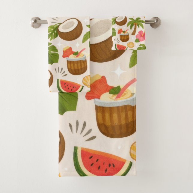 Cute Tropical Summer Pattern with Toucan and Fruit (In situ)
