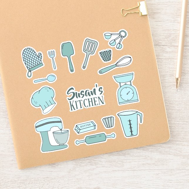 Cute tu cocina Pegatina de panadería azul (Cuaderno)